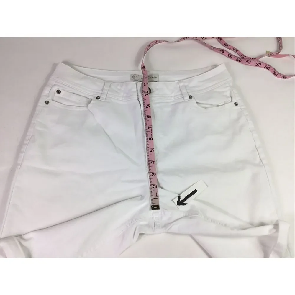 EST 1946 Denim Womens Size 16 Bermuda Shorts‎ White stretch high rise Cuffs
